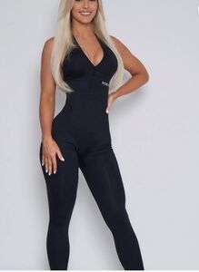 Pchee Bum Black scrunch Butt Air Brushed Jumpsuit